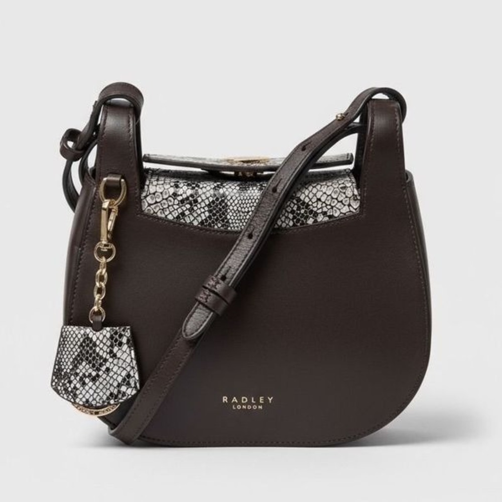 Radley London‎ Brown Leather Snake Print Crossbody Bag
